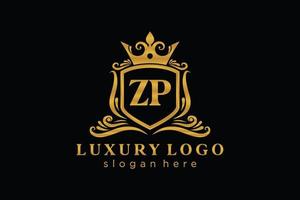 modèle initial de logo de luxe royal de lettre zp dans l'art vectoriel pour le restaurant, la royauté, la boutique, le café, l'hôtel, l'héraldique, les bijoux, la mode et d'autres illustrations vectorielles.