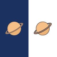 planète espace lune drapeau mars plat couleur icône vecteur