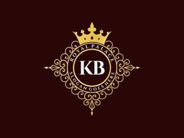 lettre kb logo victorien de luxe royal antique avec cadre ornemental. vecteur