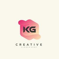 kg lettre initiale logo icône éléments de modèle de conception avec art coloré de vague vecteur