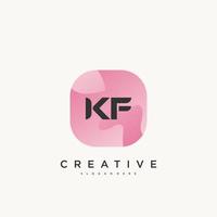 éléments de modèle de conception d'icône de logo de lettre initiale kf avec art coloré de vague vecteur