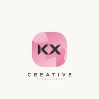 kx éléments de modèle de conception d'icône de logo de lettre initiale avec art coloré de vague vecteur