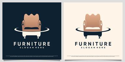inspiration de conception de logo intérieur de meubles avec icône de chaise ou de canapé et concept moderne vecteur