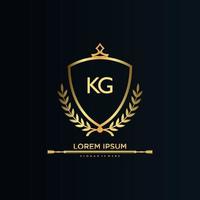 lettre kg initiale avec modèle royal.élégant avec vecteur de logo de couronne, illustration vectorielle de logo de lettrage créatif.