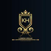 lettre kh initiale avec modèle royal.élégant avec vecteur de logo de couronne, illustration vectorielle de logo de lettrage créatif.