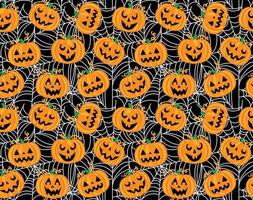 modèle sans couture d'halloween avec des citrouilles mignonnes et une conception de vecteur de toile d'araignée-halloween