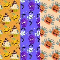 collection de motifs d'halloween adaptés au papier peint vecteur