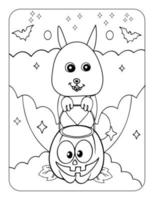 jolie page de coloriage d'halloween pour les enfants vecteur