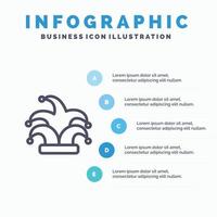 meilleure icône de ligne madrigal roi de la couronne avec fond d'infographie de présentation en 5 étapes vecteur