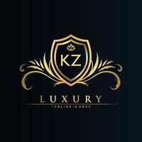 kz lettre initiale avec modèle royal.élégant avec vecteur de logo de couronne, illustration vectorielle de lettrage créatif logo.