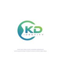 kd lettre initiale ligne circulaire modèle de logo vecteur avec dégradé de couleurs