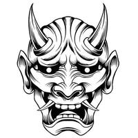 illustration de masque oni en noir et blanc vecteur