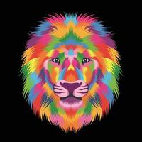 lion coloré dans un style pop art moderne vecteur