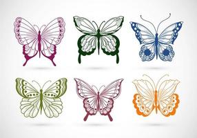 collection dessinée à la main de jolis papillons colorés vecteur