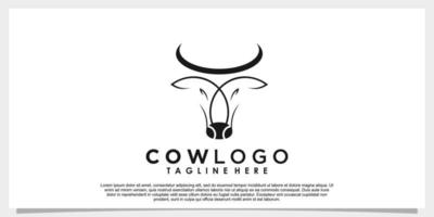 illustration vectorielle de conception de logo de vache avec vecteur premium de concept créatif