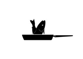 silhouette de la viande de poulet sur la poêle à frire pour le logo, les applications, le site Web, le pictogramme, l'illustration d'art ou l'élément de conception graphique. illustration vectorielle vecteur