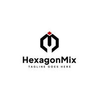 modèle lettrage mi vecteur logo hexagone