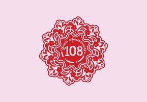 Conception de logo et d'autocollant d'anniversaire de 108 ans vecteur