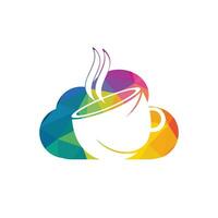 création d'icône de logo de nuage de café. tasse à café sur la création de logo cloud. vecteur