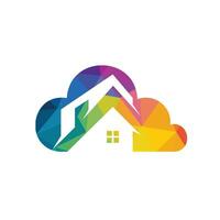 conception de vecteur de maison de nuage moderne. logo vectoriel maison de stockage en nuage.