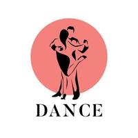 illustration vectorielle de couple dansant homme et femme, logo, icône pour l'école de danse, fête. blanc, rose et noir. vecteur