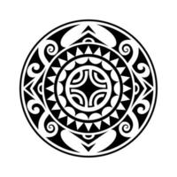 ornement géométrique de tatouage rond avec style swastika maori. noir et blanc vecteur