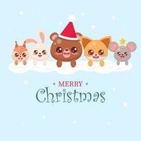 illustration vectorielle d'animaux félicitations pour noël vecteur