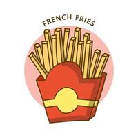 logo frites. illustration de nourriture et de boisson. symbole d'icône de farine de pommes de terre vecteur