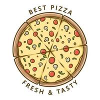 logo de restauration rapide de pizza. illustration de nourriture et de boisson. symbole d'icône de restaurant pizzeria vecteur