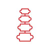 eps10 vecteur rouge icône de structure des os de la colonne vertébrale humaine isolée sur fond blanc. symbole de contour de diagnostic de la colonne vertébrale dans un style moderne simple et plat pour la conception de votre site Web, votre logo et votre application mobile