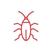 eps10 icône d'art de ligne de bogue de cafard vecteur rouge isolé sur fond blanc. symbole de contour d'insecte de cafard dans un style moderne simple et plat pour la conception de votre site Web, votre logo et votre application mobile
