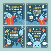 modèles de médias sociaux du nouvel an chinois avec lapin élément eau vecteur