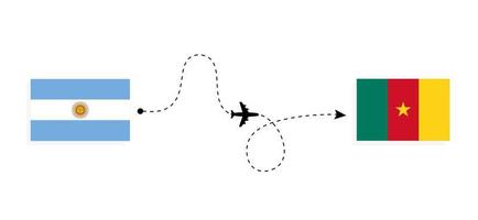 vol et voyage de l'argentine au cameroun par concept de voyage en avion de passagers vecteur