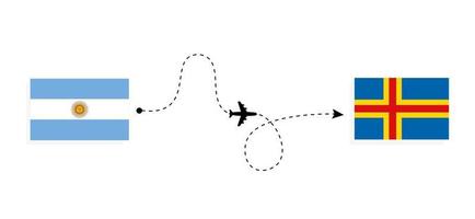 vol et voyage de l'argentine à aland par concept de voyage en avion de passagers vecteur