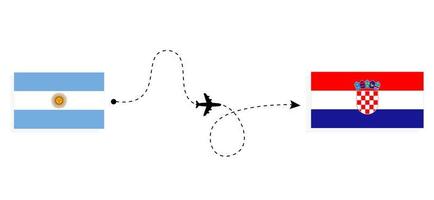 vol et voyage de l'argentine à la croatie par concept de voyage en avion de passagers vecteur