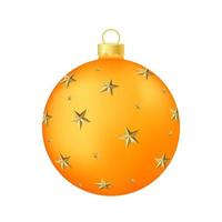 jouet d'arbre de noël orange ou boule illustration de couleur volumétrique et réaliste vecteur