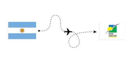 vol et voyage de l'argentine à la guadeloupe par concept de voyage en avion de passagers vecteur