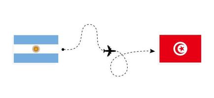 vol et voyage de l'argentine à la tunisie par concept de voyage en avion de passagers vecteur