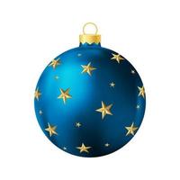 jouet d'arbre de noël bleu avec des étoiles d'or illustration de couleur réaliste vecteur