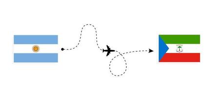 vol et voyage de l'argentine à la guinée équatoriale par concept de voyage en avion de passagers vecteur