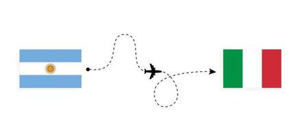 vol et voyage de l'argentine à l'italie par le concept de voyage en avion de passagers vecteur