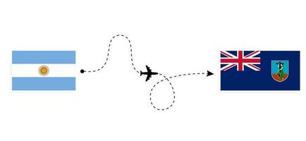 vol et voyage de l'argentine à montserrat par concept de voyage en avion de passagers vecteur