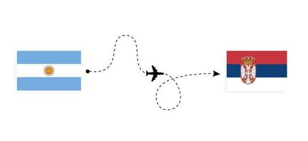 vol et voyage de l'argentine à la serbie par concept de voyage en avion de passagers vecteur