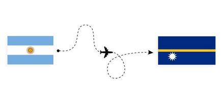 vol et voyage de l'argentine à nauru par concept de voyage en avion de passagers vecteur