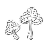 champignons mystiques. dessin au trait dessiné à la main. conception de tatouage. jeu de vecteur magique isolé sur fond blanc.