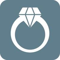icône de fond rond glyphe de bague en diamant vecteur