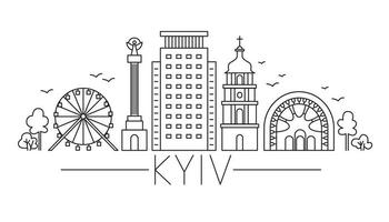 dessin au trait Kyiv. sites touristiques de Kyiv dans le style du dessin au trait. vecteur