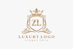 modèle initial de logo de luxe royal de lettre zl dans l'art vectoriel pour le restaurant, la royauté, la boutique, le café, l'hôtel, l'héraldique, les bijoux, la mode et d'autres illustrations vectorielles.