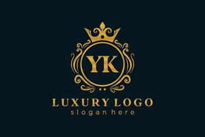 modèle initial de logo de luxe royal de lettre yk dans l'art vectoriel pour le restaurant, la royauté, la boutique, le café, l'hôtel, l'héraldique, les bijoux, la mode et d'autres illustrations vectorielles.