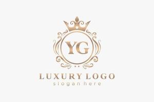 modèle initial de logo de luxe royal de lettre yg dans l'art vectoriel pour le restaurant, la royauté, la boutique, le café, l'hôtel, l'héraldique, les bijoux, la mode et d'autres illustrations vectorielles.